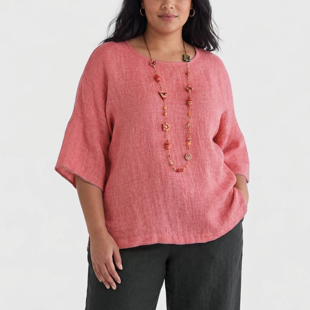 Adeline | Linen Round Neck Blouse