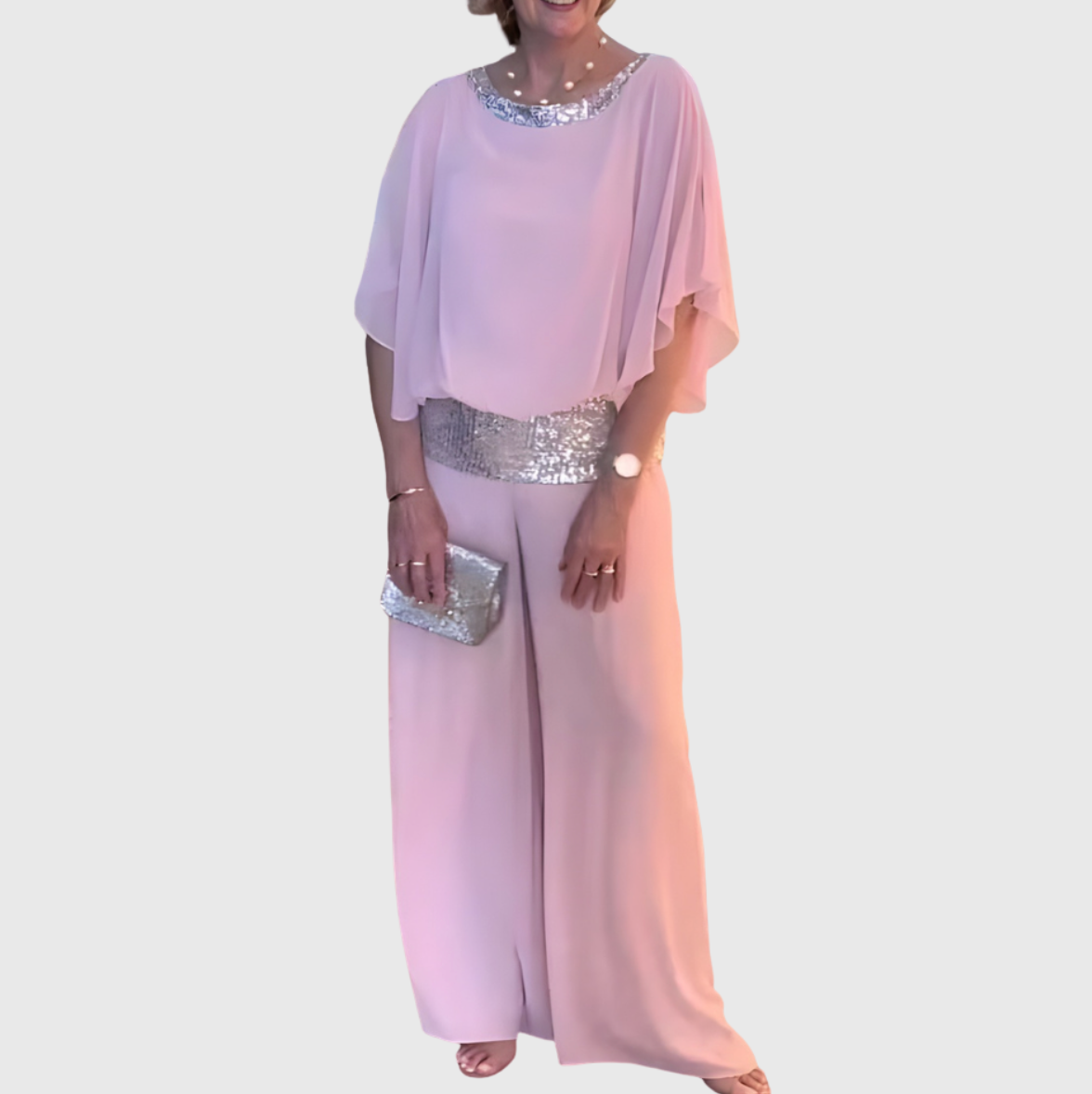 Sage | Sequin Flutter Sleeve Two-Piece Set