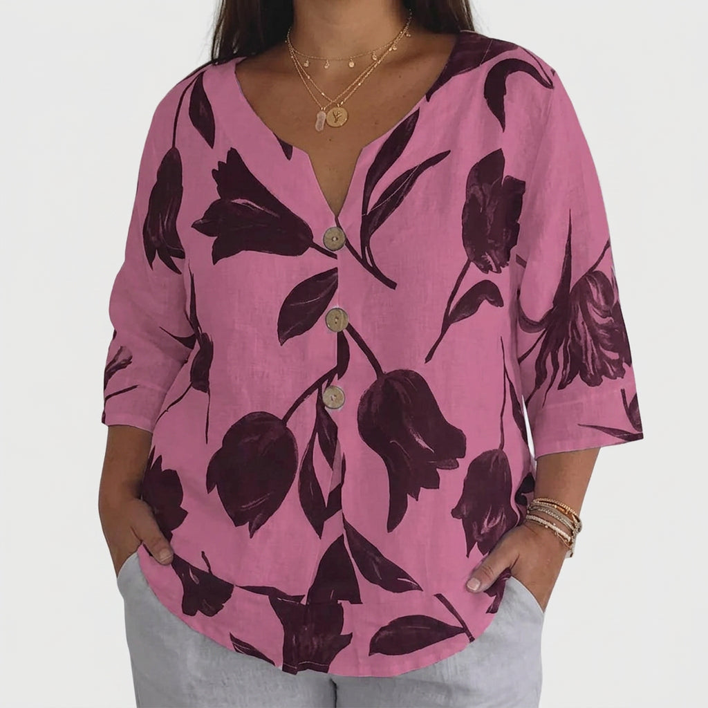 Eloise | Linen V-Neck Blouse