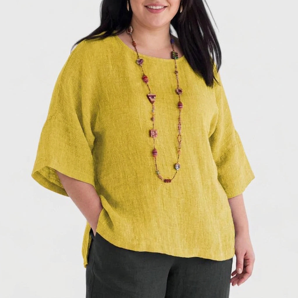 Adeline | Linen Round Neck Blouse