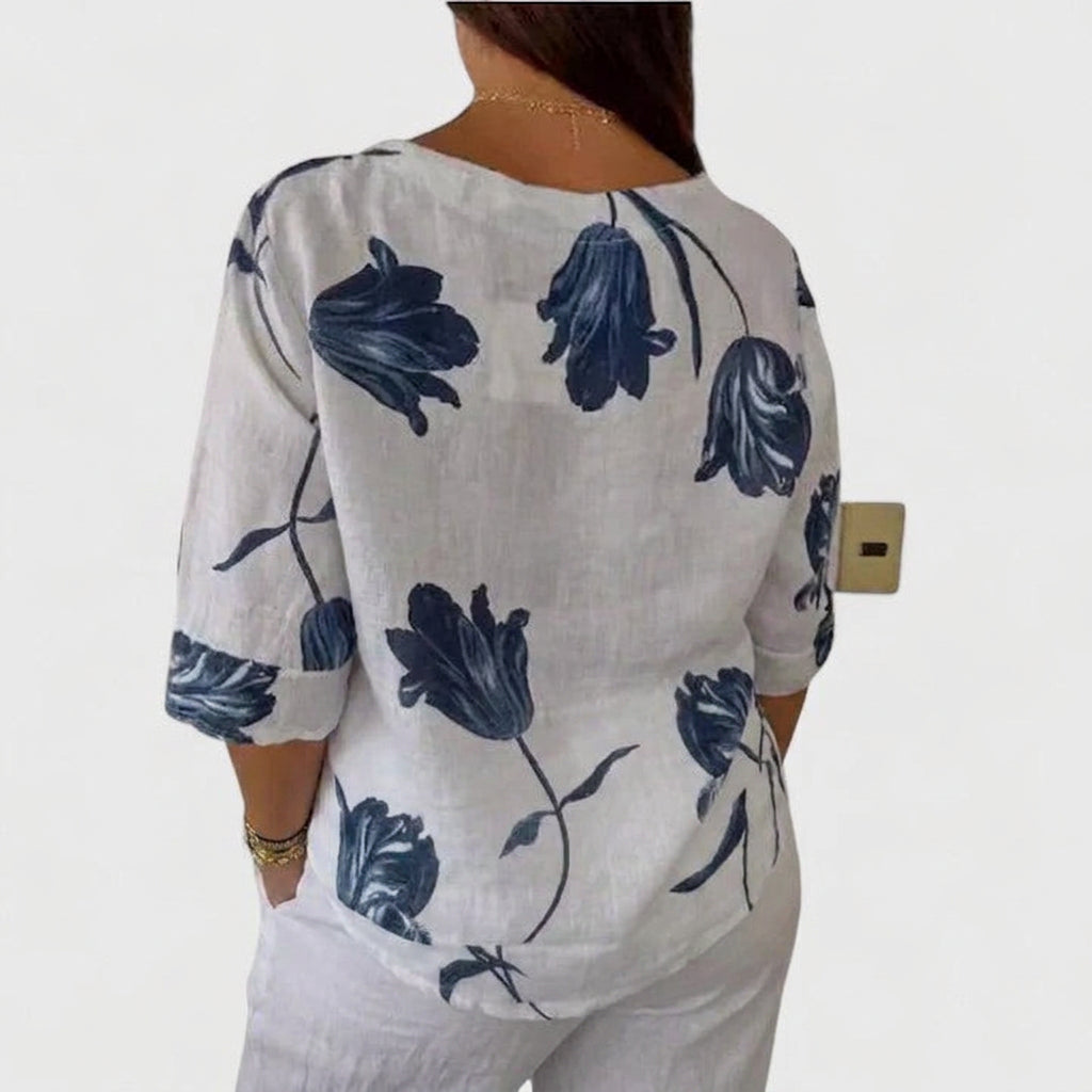 Eloise | Linen V-Neck Blouse