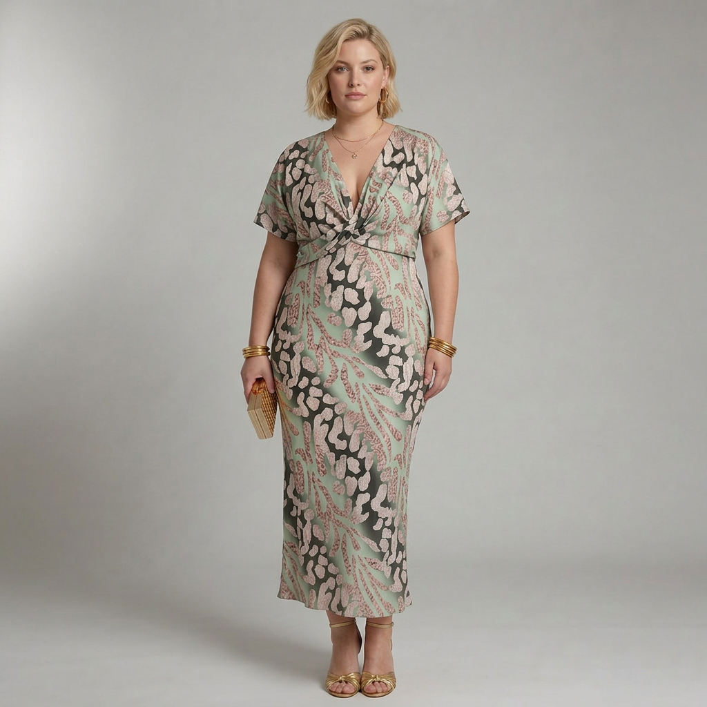 Pauline | Abstract V-Neck Midi Dress