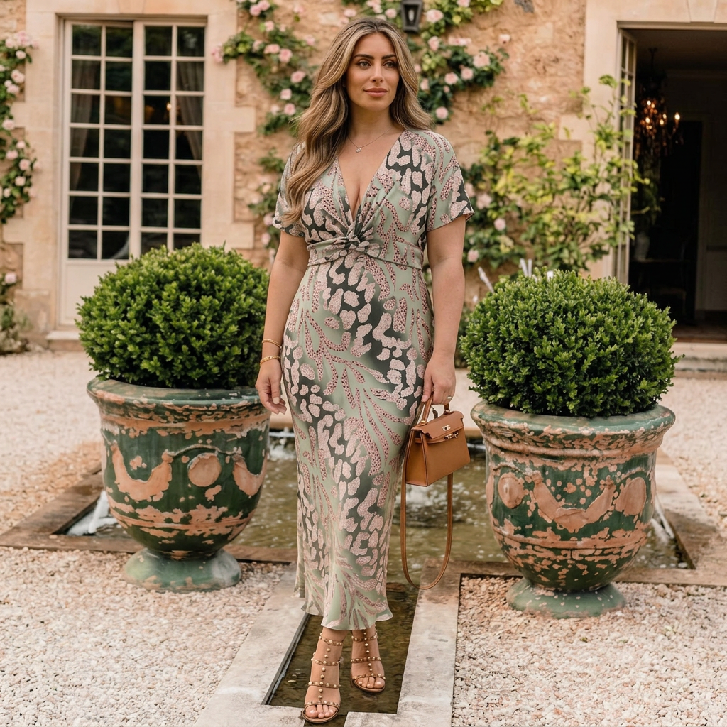 Pauline | Abstract V-Neck Midi Dress
