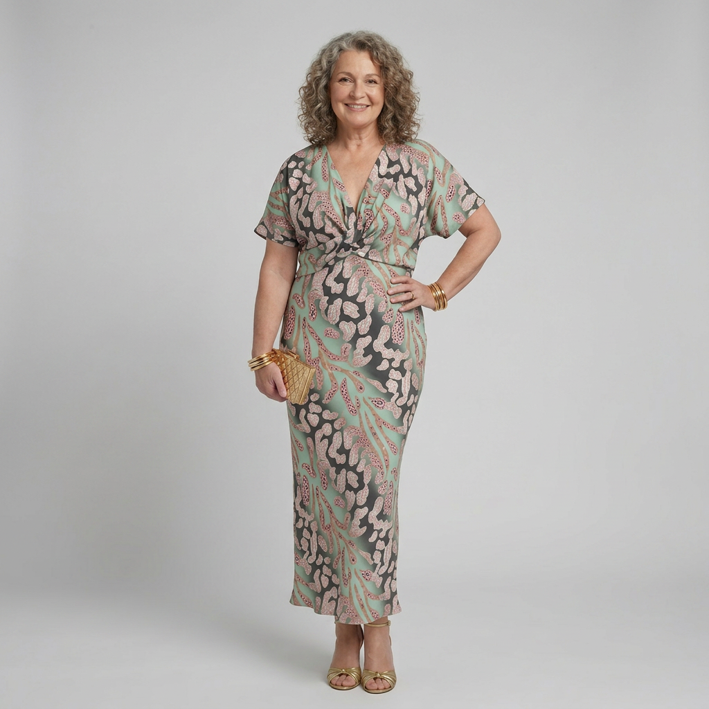 Pauline | Abstract V-Neck Midi Dress