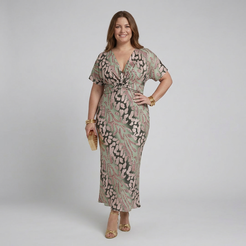Pauline | Abstract V-Neck Midi Dress