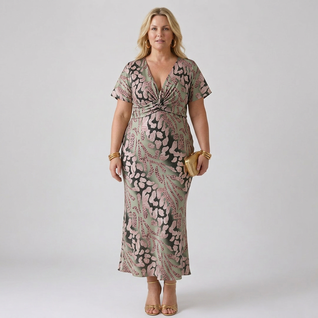 Pauline | Abstract V-Neck Midi Dress