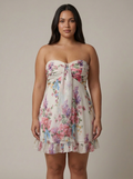 Janice | Floral Strapless Mini Dress