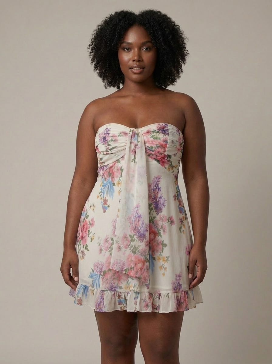 Janice | Floral Strapless Mini Dress