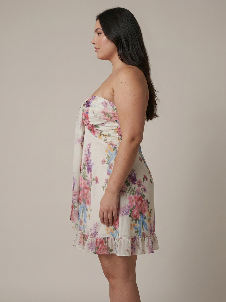 Janice | Floral Strapless Mini Dress