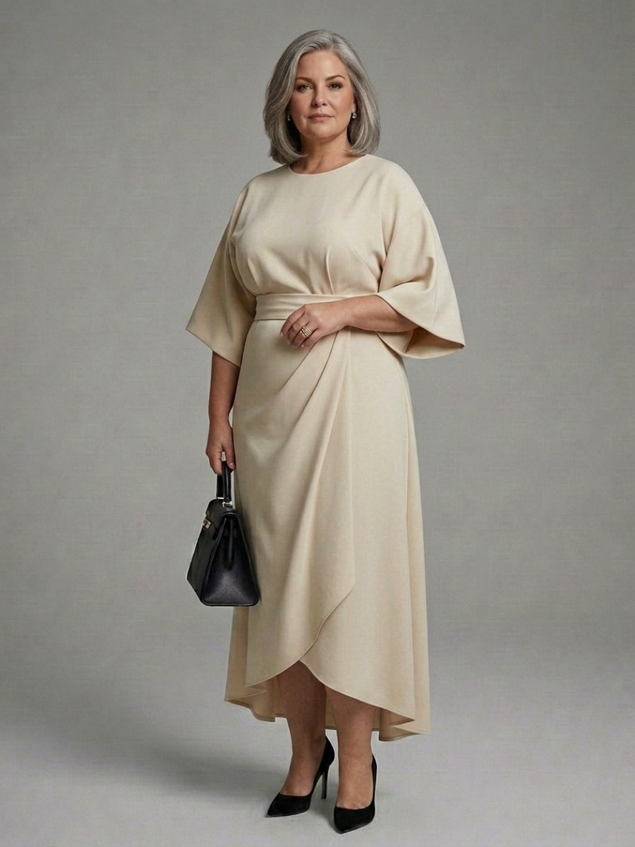 Rosalie | Round Neck High-Low Maxi Dress
