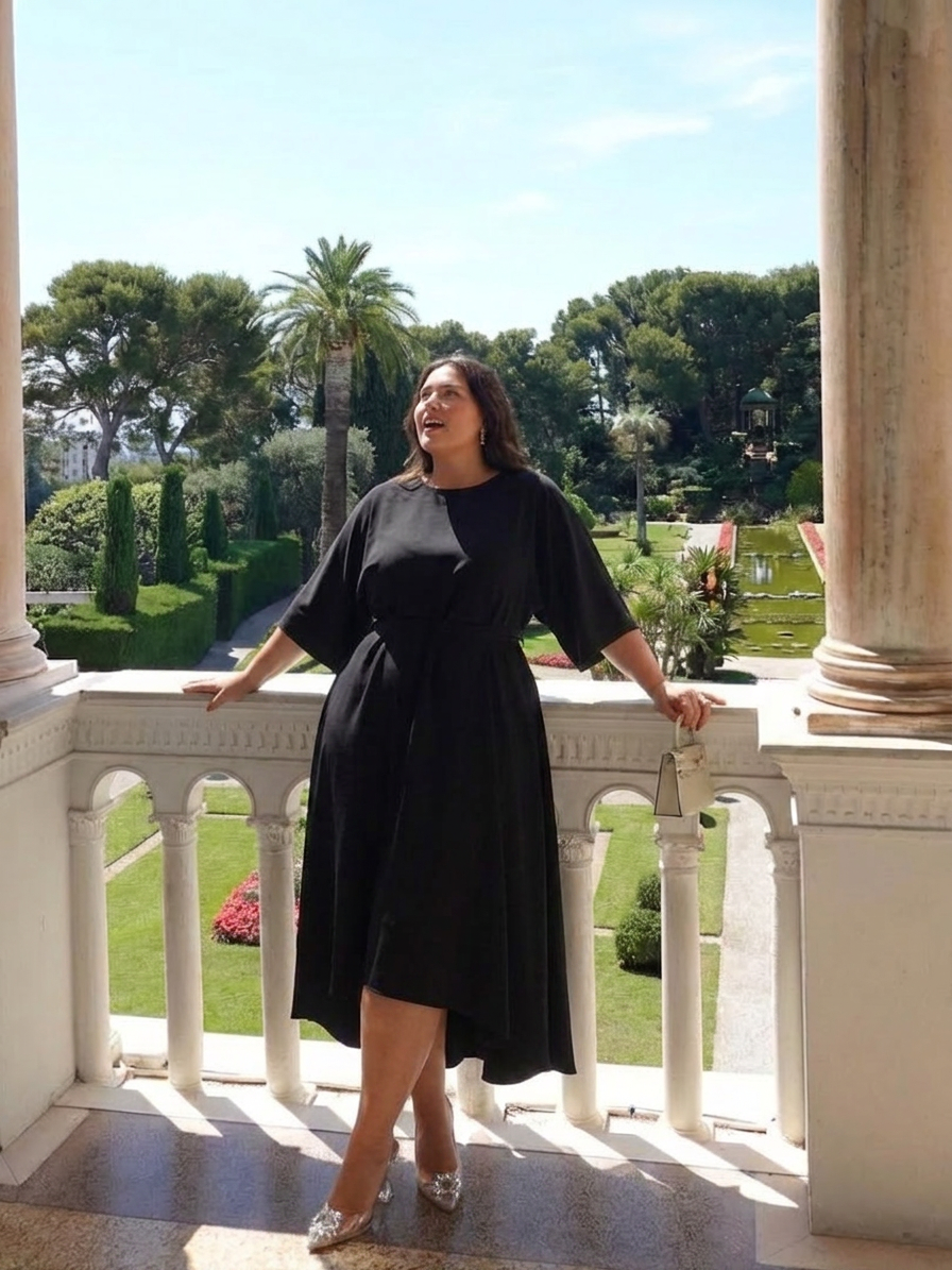 Rosalie | Round Neck High-Low Maxi Dress