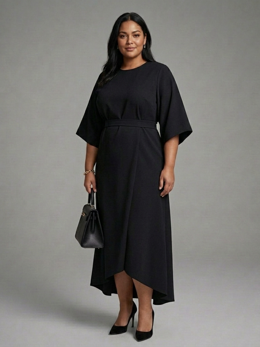 Rosalie | Round Neck High-Low Maxi Dress