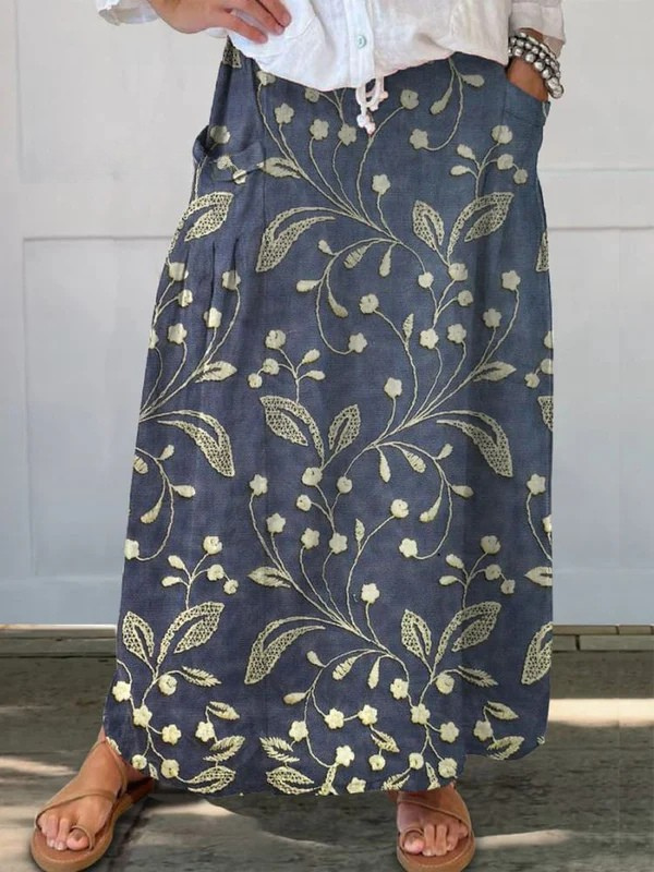 Olive | Floral Midi Skirt