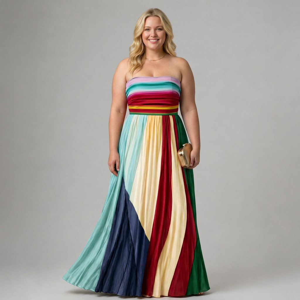 Alina | Geometric Strapless Maxi Dress