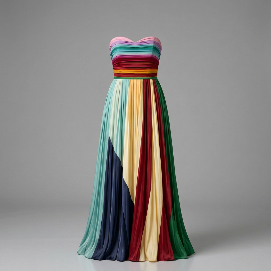 Alina | Geometric Strapless Maxi Dress