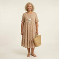 Yvette | Checked Round Neck Midi Dress