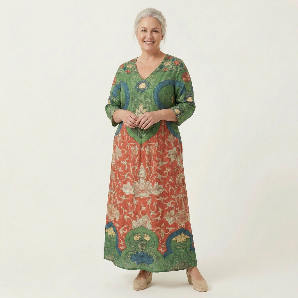 Anastasia | Damask V-Neck Maxi Dress