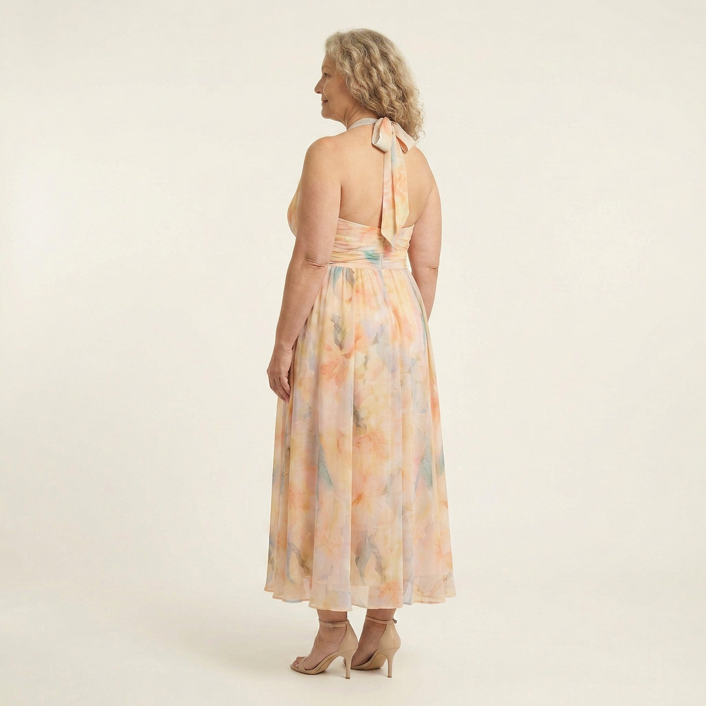 Tina | Chiffon Abstract Halter Maxi Dress