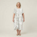 Avery | Linen Floral Round Neck Midi Dress