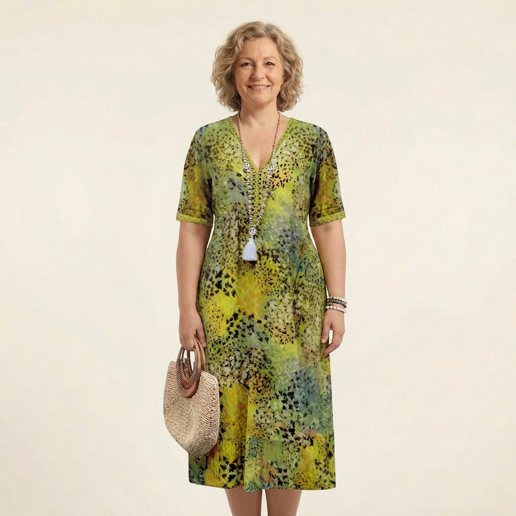 Alexandra | Chiffon Floral V-Neck Midi Dress