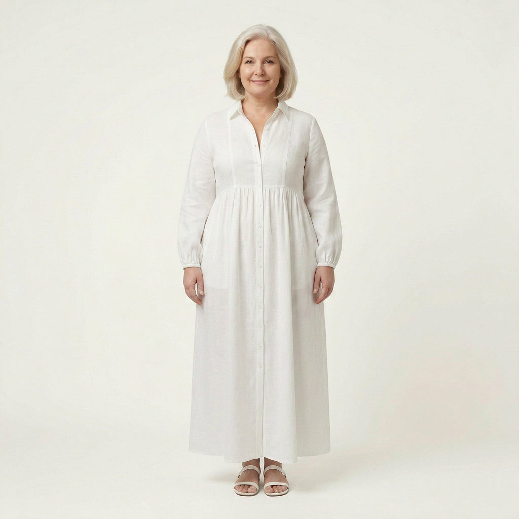 Shelby | Linen Mock Neck Maxi Dress