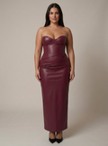 Sloane | Leather Strapless Maxi Dress