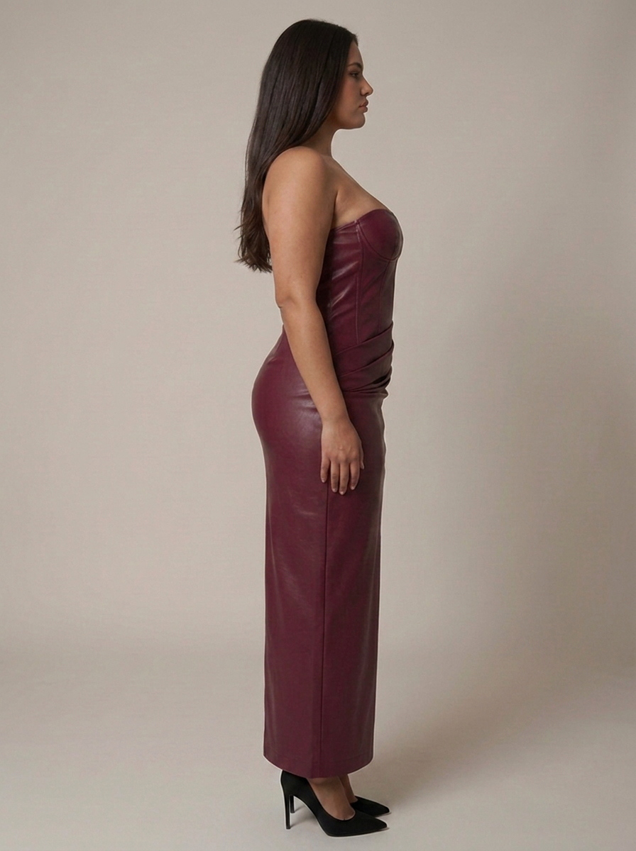Sloane | Leather Strapless Maxi Dress