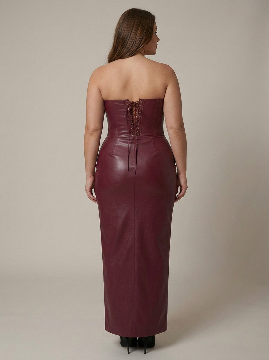 Sloane | Leather Strapless Maxi Dress