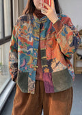 Delia | Corduroy Paisley Mock Neck Coat