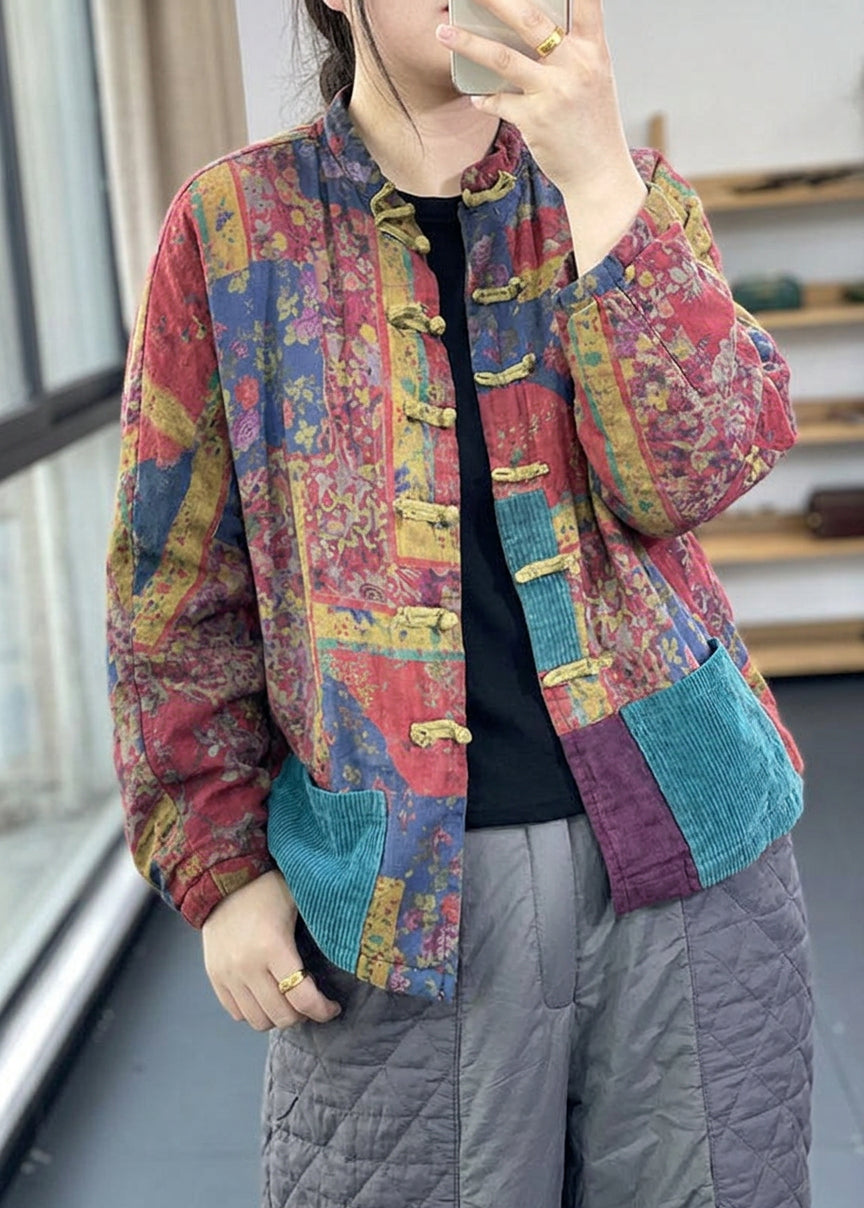 Delia | Corduroy Paisley Mock Neck Coat