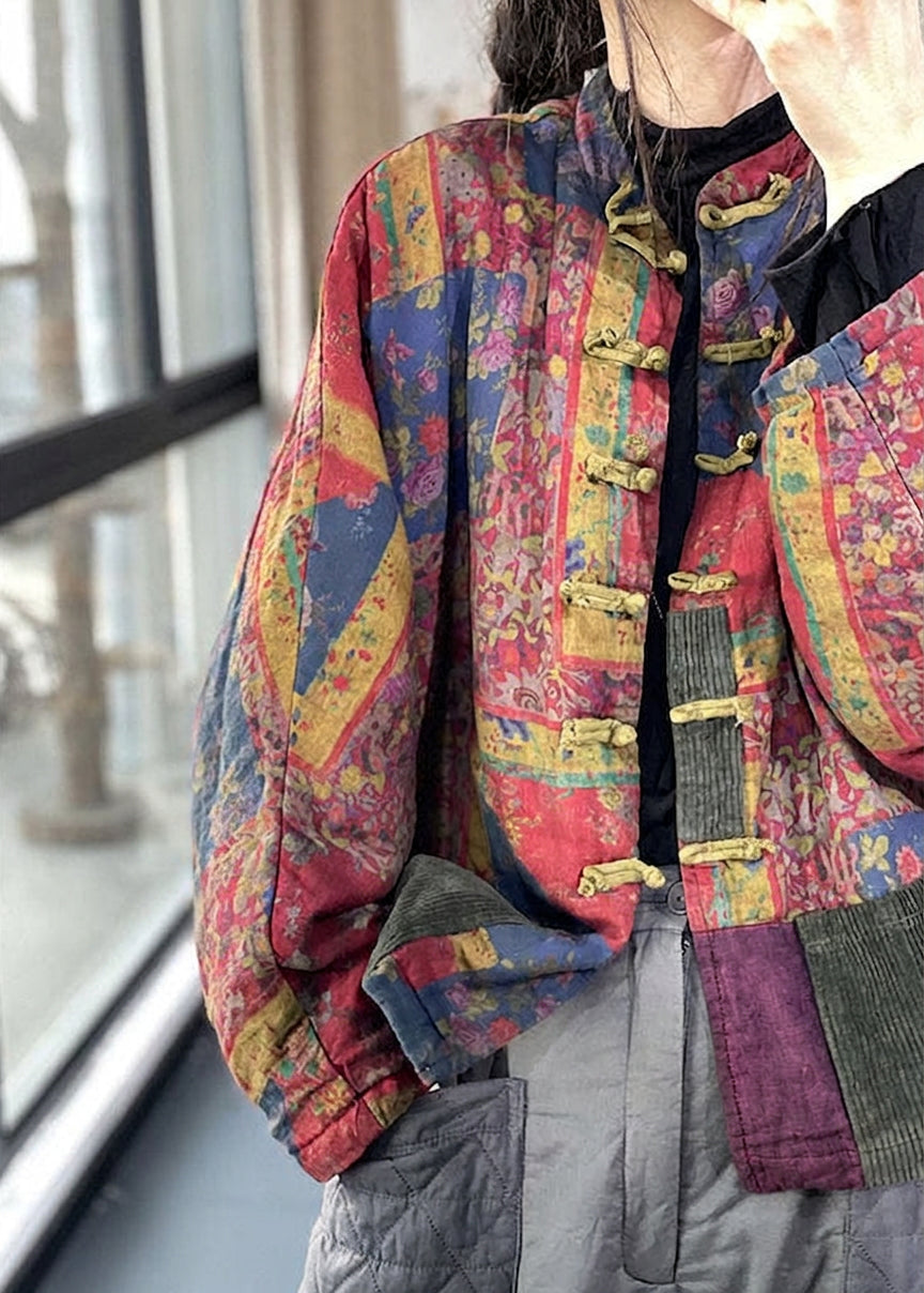 Delia | Corduroy Paisley Mock Neck Coat