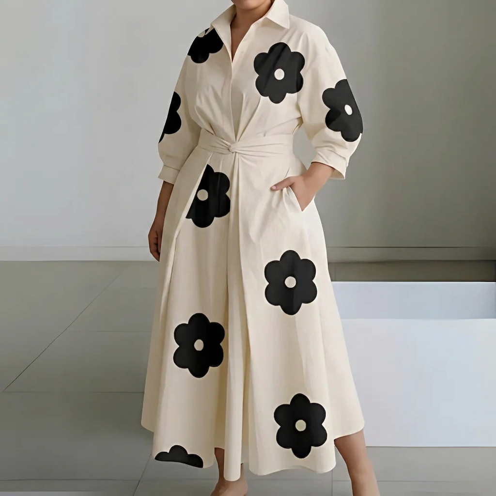 Greta | Cotton Mock Neck Maxi Dress