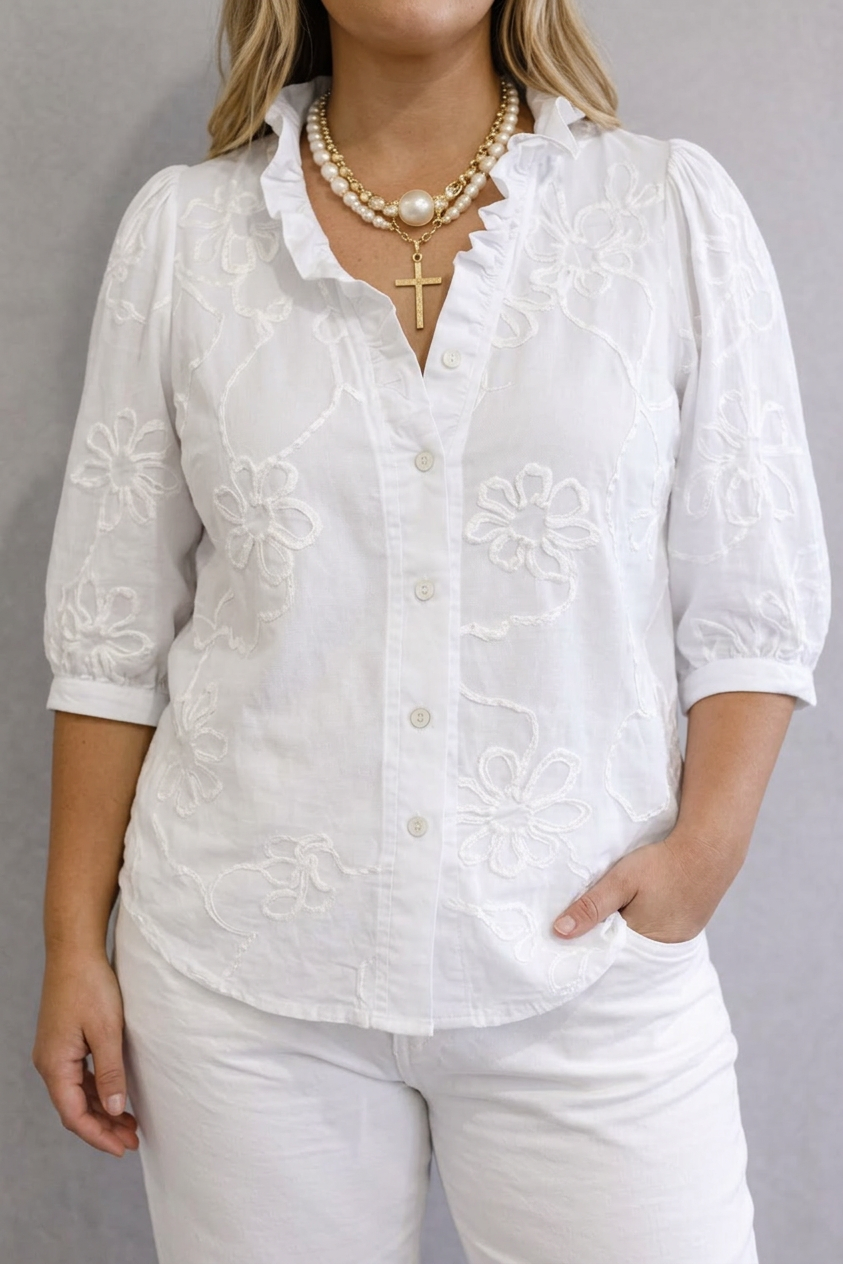 Gia | Floral Round Neck Blouse