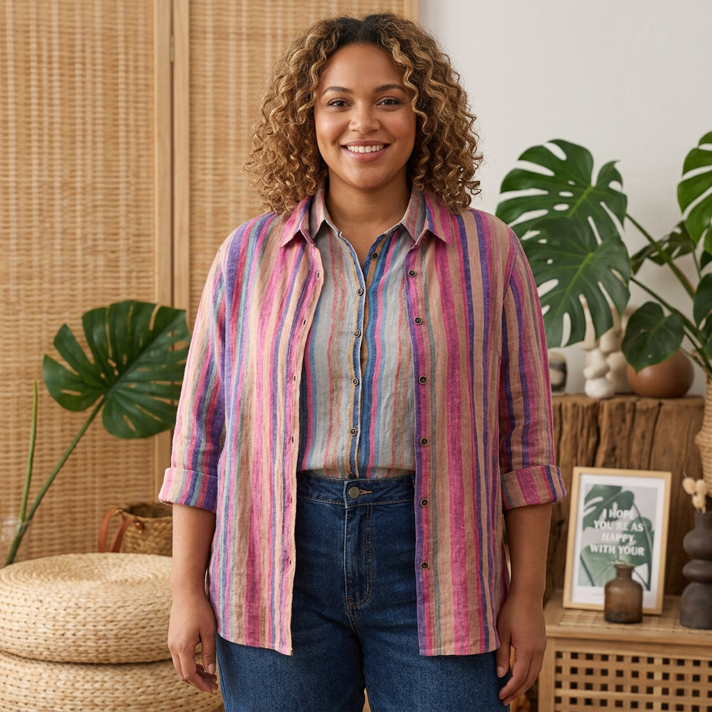 Elaine | Striped Collared T-Shirt