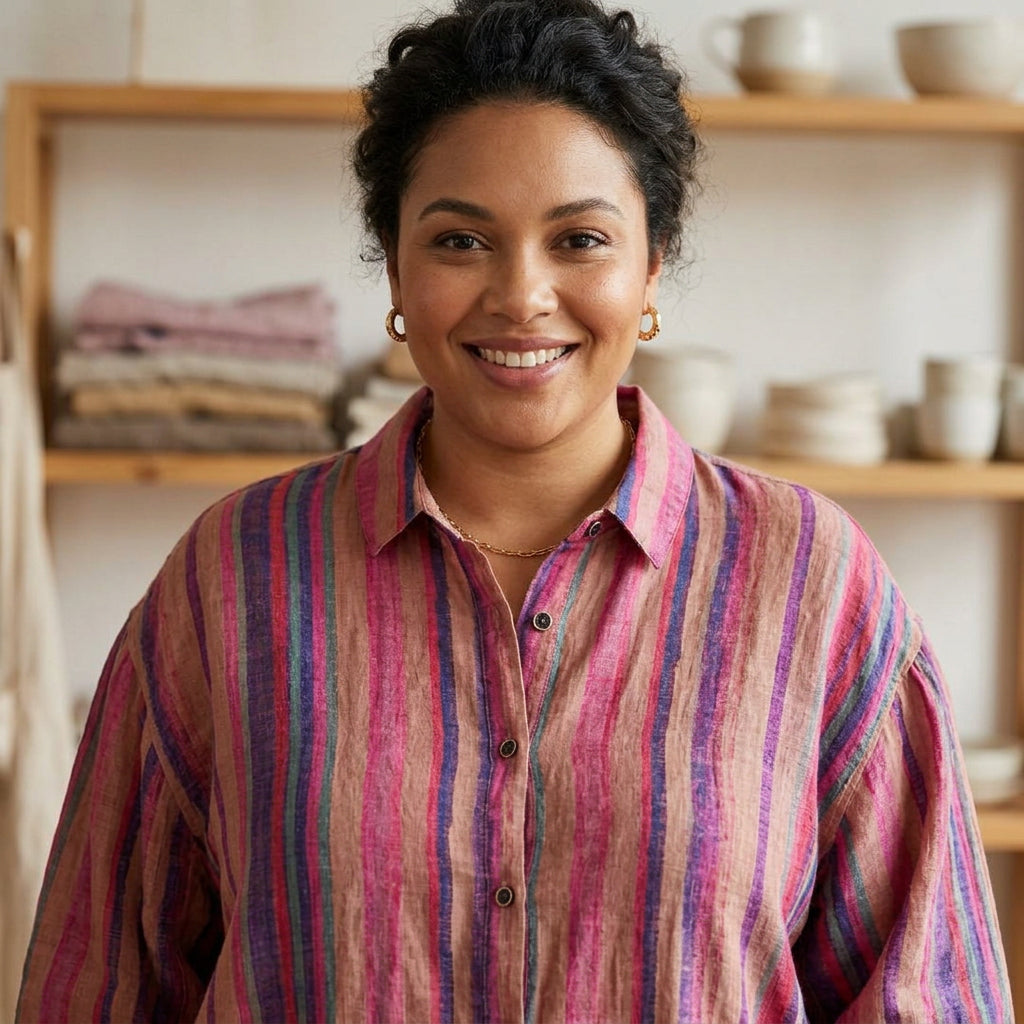 Elaine | Striped Collared T-Shirt