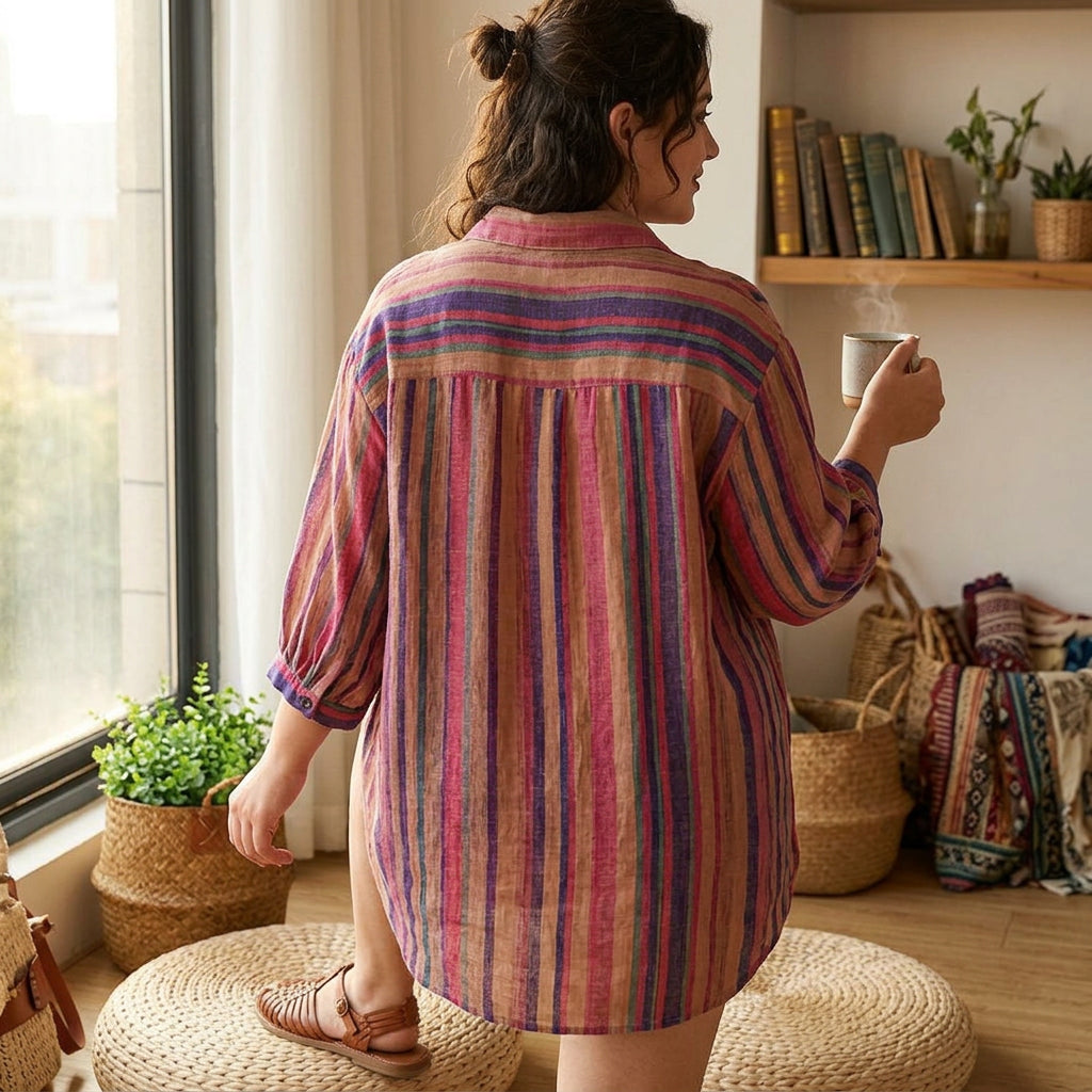 Elaine | Striped Collared T-Shirt