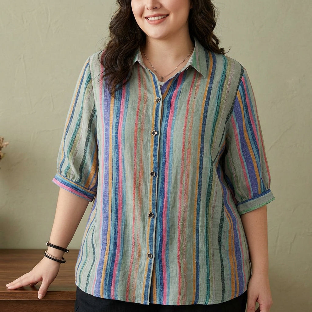 Elaine | Striped Collared T-Shirt