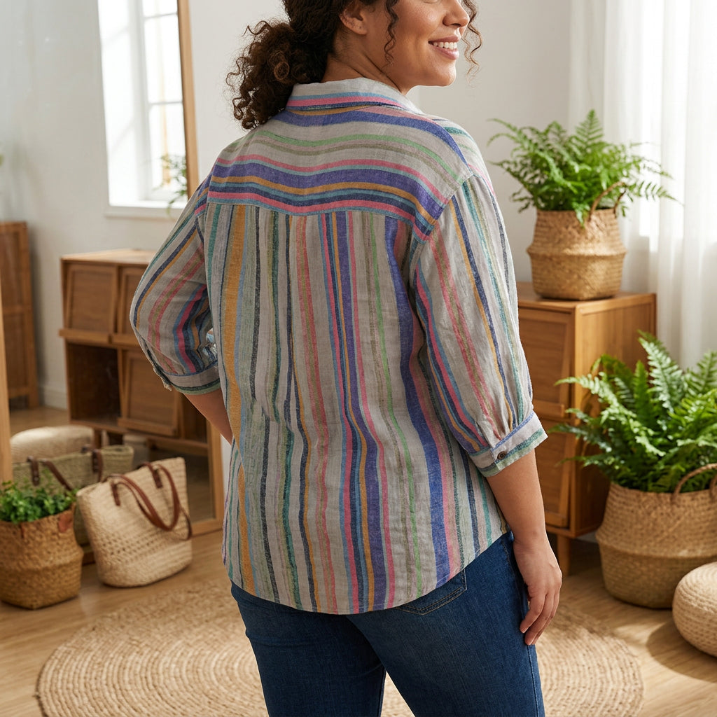 Elaine | Striped Collared T-Shirt