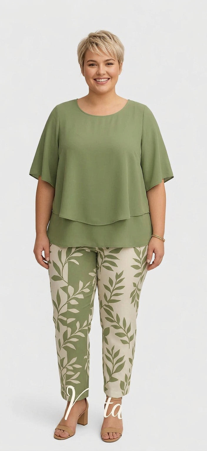 Loretta | Chiffon Damask Two-Piece Set