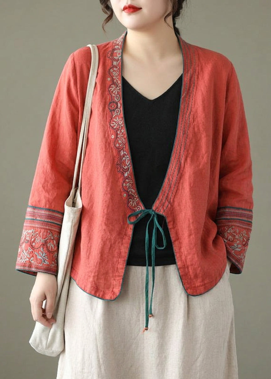 Teresa | Linen Embroidered Long Sleeve Shirt