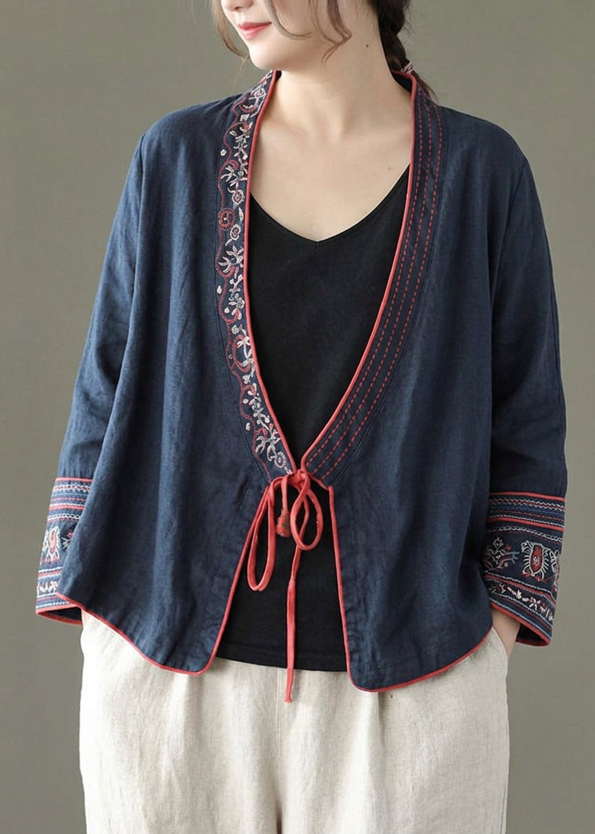 Teresa | Linen Embroidered Long Sleeve Shirt