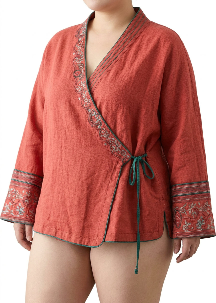 Teresa | Linen Embroidered Long Sleeve Shirt