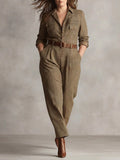 Tabitha | Checked Collared Jumpsuit