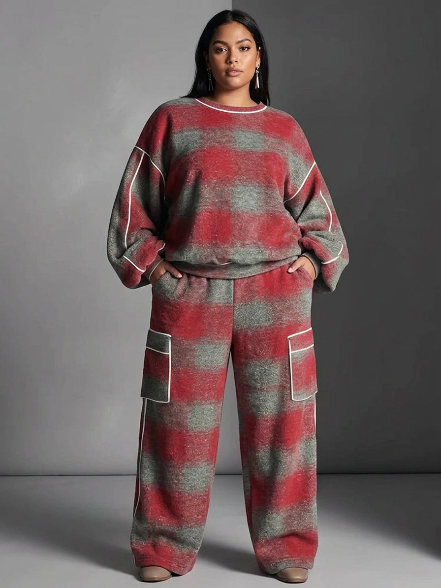Candace | Knit Checked Two-Piece Set