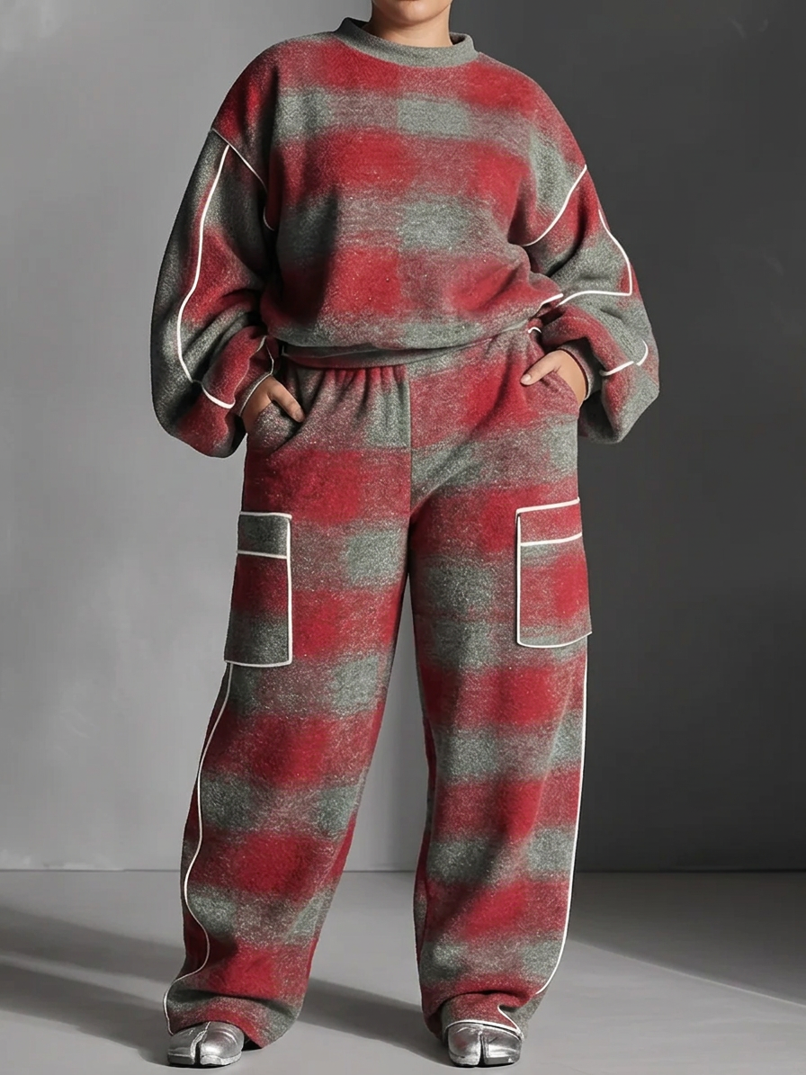 Candace | Knit Checked Two-Piece Set