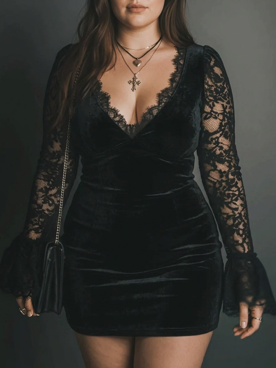 Talia | Velvet Bell Sleeve Mini Dress