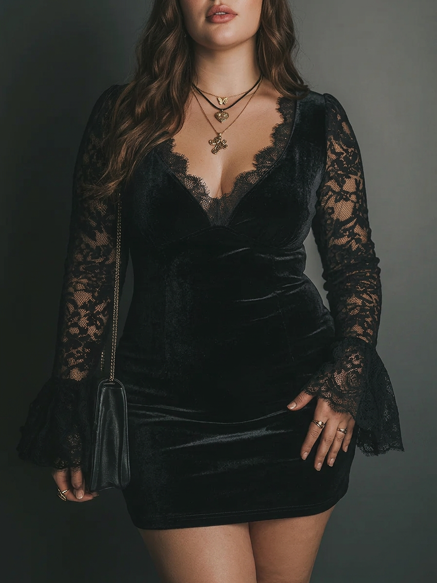 Talia | Velvet Bell Sleeve Mini Dress