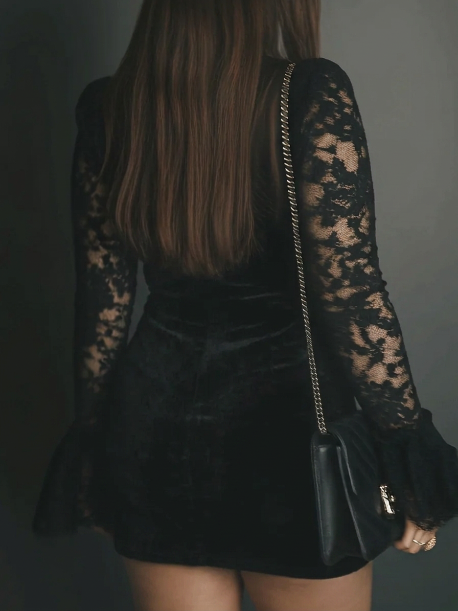 Talia | Velvet Bell Sleeve Mini Dress