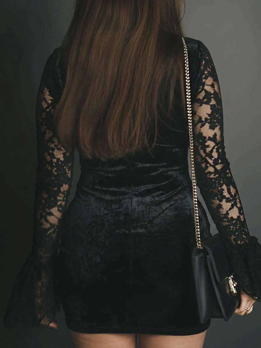 Talia | Velvet Bell Sleeve Mini Dress