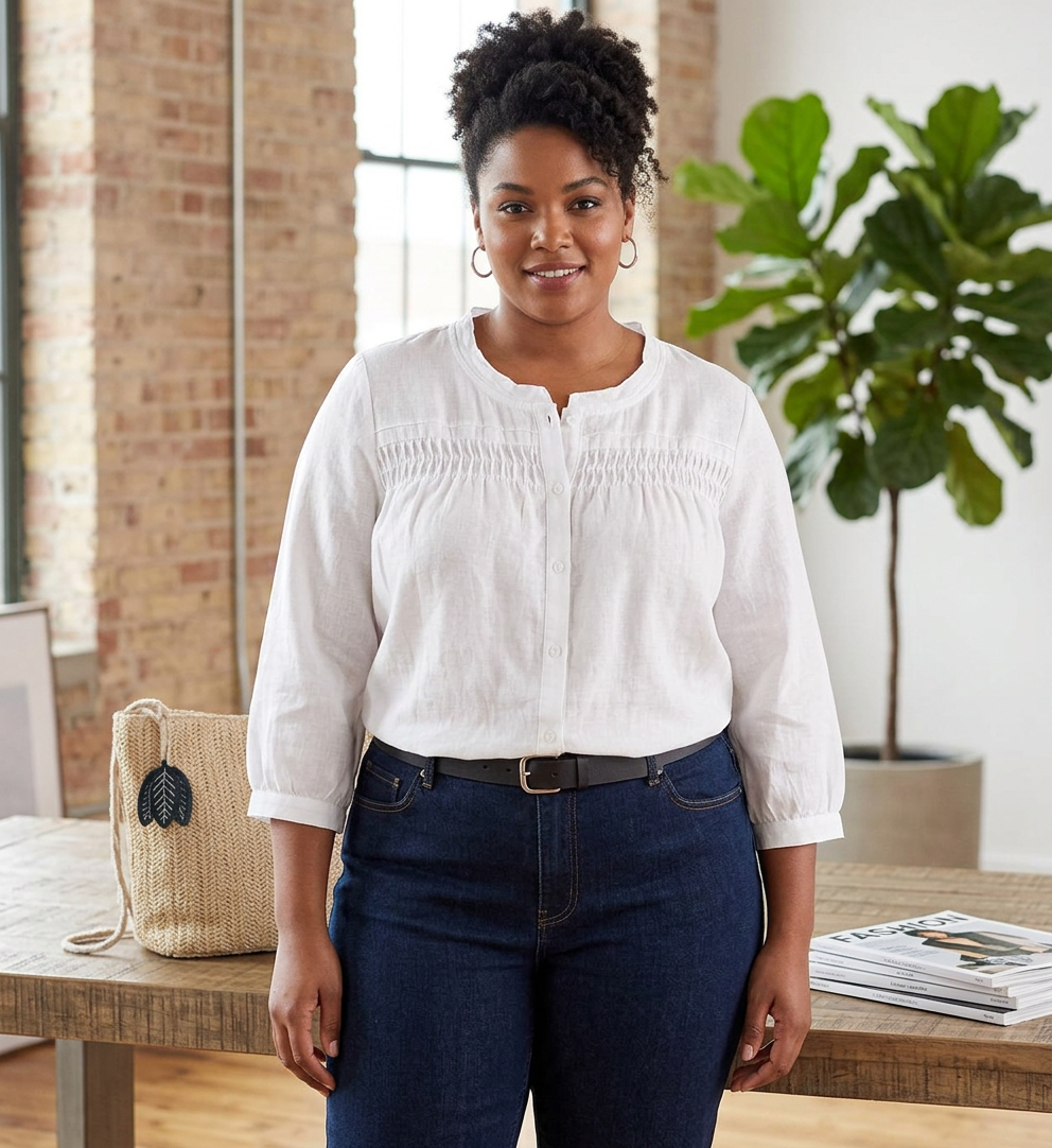 Colleen | Cotton Mock Neck Shirt